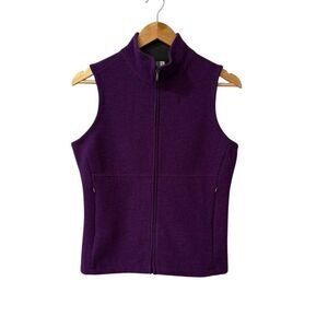 Ibex Womens Purple Wool High Neck Zipper Pockets Zip-Up Vest Size S Outdoor